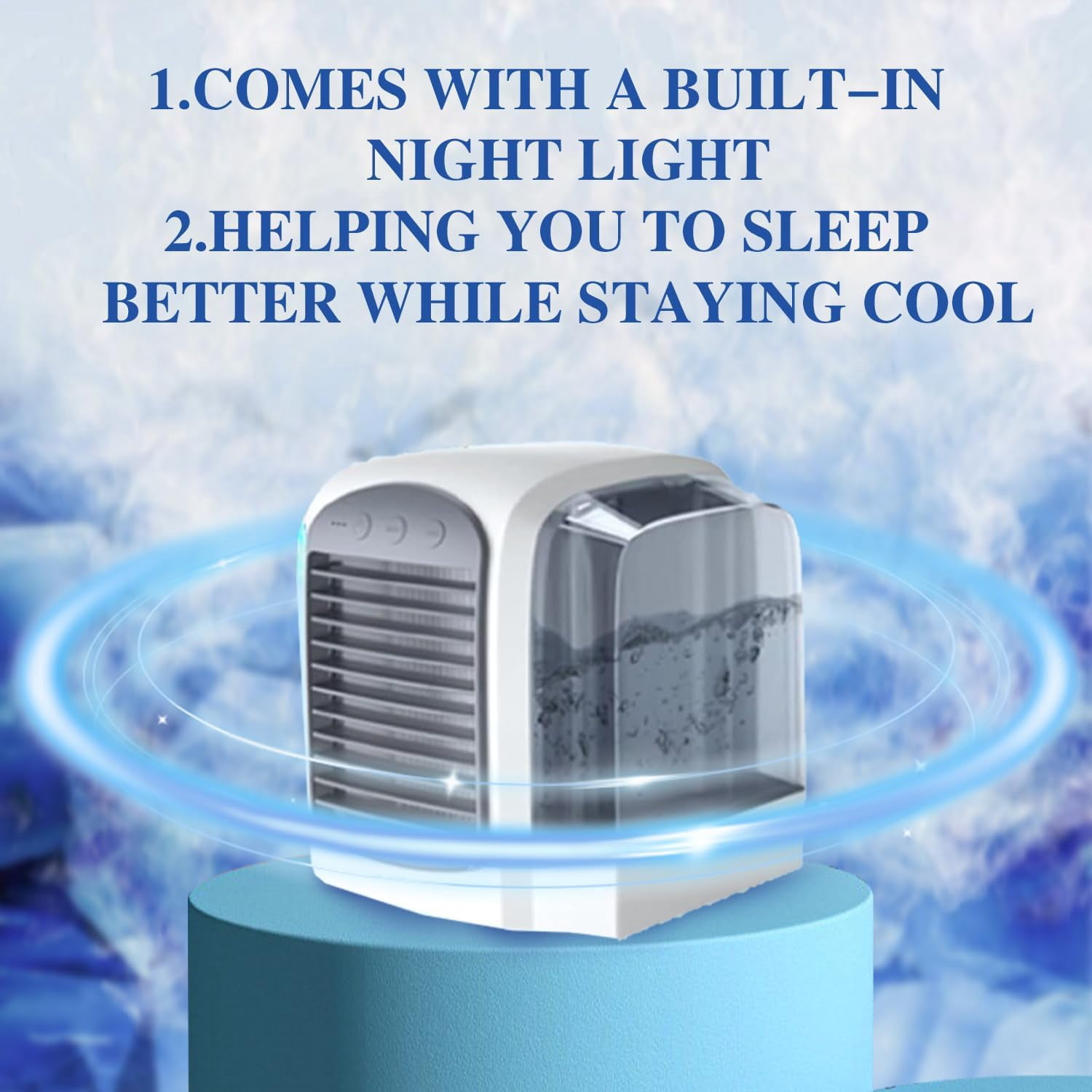 Breeze Box Ac, 2026 Upgraded 4 in 1 Breeze Box Air Conditioner, 3 Speed, 380ml Water Tank, Low Noise, Breezebox Portable Ac Fast Cooling, Humidifier, Fan for Bedroom Office Home (1)