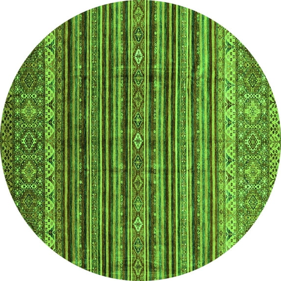 Ahgly Company Indoor Round Abstract Green Modern Area Rugs, 7' Round
