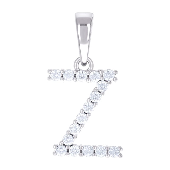 925 Sterling Silver Unisex 0.50ct Moissanite Letter Name Personalized Monogram Initial Z Alphabet Charm Pendant Necklace