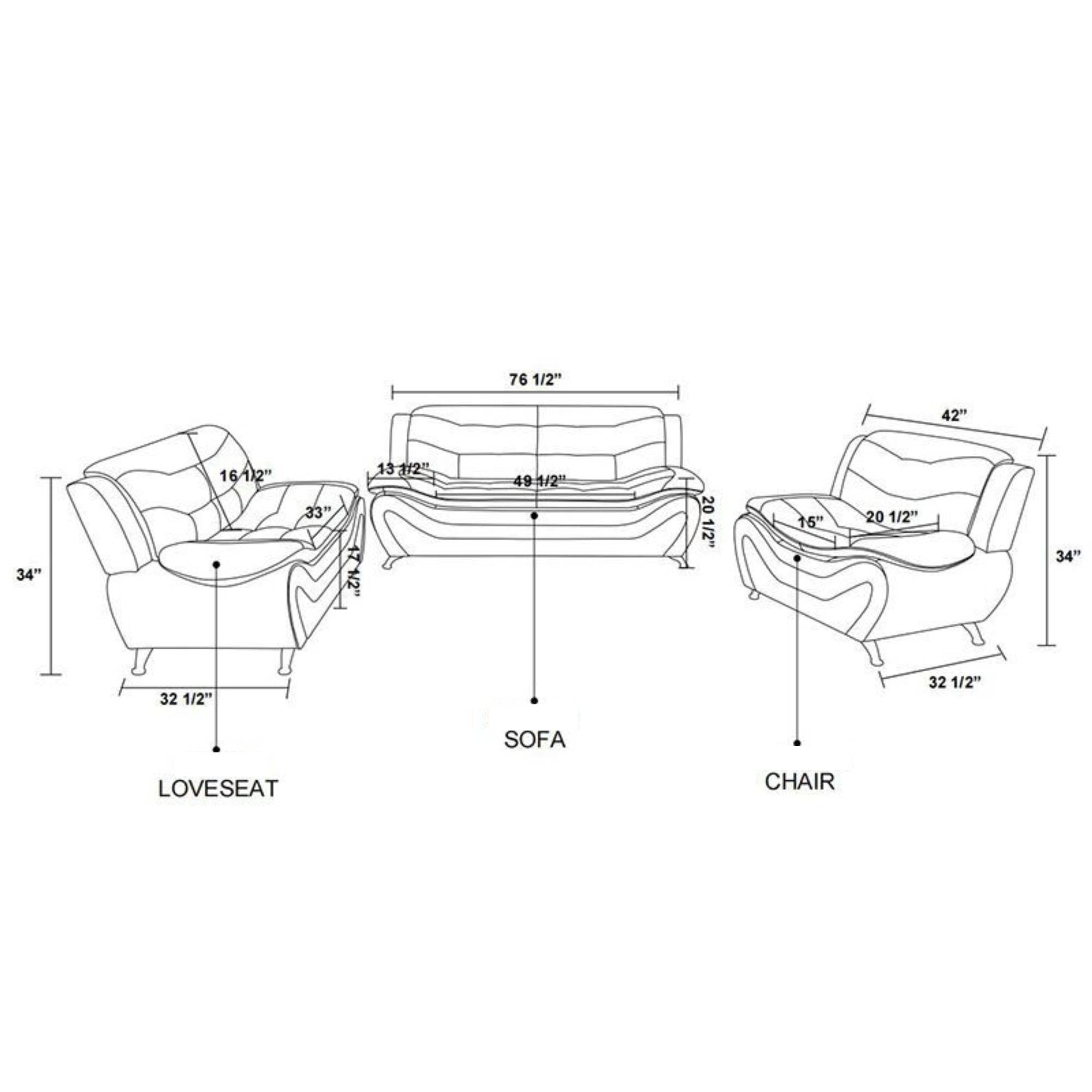 Trumanpick Leather 3-Seater Sofa Chair, Modern Comfy Sofa Couch for Living Room, Red