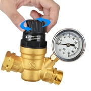 Donepart RV Water Pressure Regulator for RV Camper, Material Brass Lead-Free Adjustable with Gauge