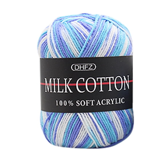 dgysar Gradient Milk Cotton Yarn, 50g Soft Hand Knitting Yarn for Crochet, Colorful DIY Craft Yarn for Beginners, 1 Skein Blue One Size