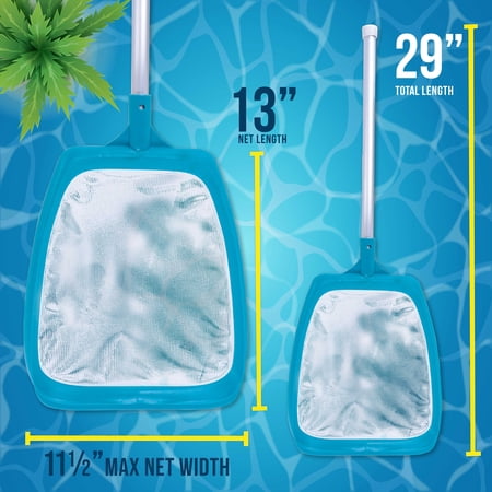 U.S. Pool Supply Professional Spa, Hot Tub, Pool Hand Leaf Skimmer Net with 17 Aluminum Pole - Ultra Fine Mesh Netting, Clean the Finest Debris - Pond, Kid Kiddie Inflatable Pool Cleaning Maintenance