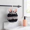 thumbnail image 2 of REGALWOVEN 1 Pc Fluffy Chenille Ball Hand Towels with Hanging Loops Rabbit Shape Quick Drying Soft Absorbent Black 7" x 7", 2 of 7
