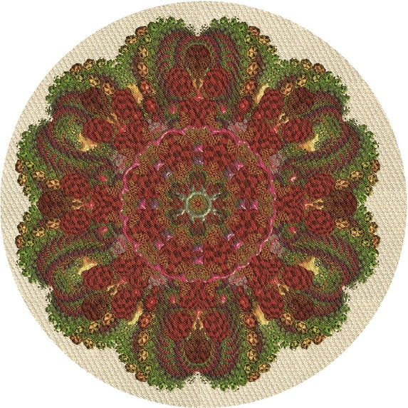 Ahgly Company Machine Washable Indoor Round Transitional Saffron Red Area Rugs, 6' Round