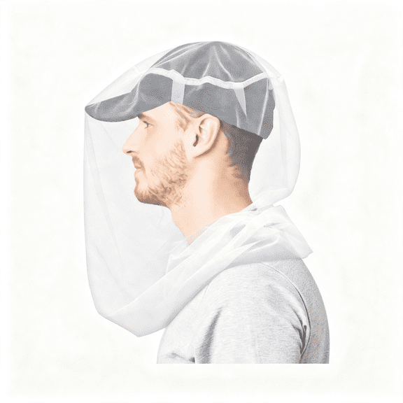 TELOLY 2Pcs Mosquito Head Net Mesh,Fits All Hats for Men&Women,White Bug Face Net for Fly&Mosquito Protection,Ultra Large&Long,Finest Holes for Camping,Hiking,Fishing,Gardening