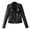 Black, variant on Womens Shackets Coat in Clothing Women Ladies Lapel Motor Jacket Coat Zip Biker Short Punk Cropped Tops