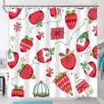 thumbnail image 1 of Festive Christmas Shower Curtain with Red Ornaments Cheerful Holiday Decor, 1 of 4