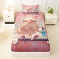 thumbnail image 3 of Erosebridal Cute Capybara Kid Twin Sheet Sets, Blossoms Floral Bedding, 3 Pieces, 3 of 5