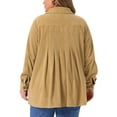 thumbnail image 4 of DARING DIVA Plus Size Corduroy Long Sleeve Button Down Shacket Jacket 1X Khaki, 4 of 5