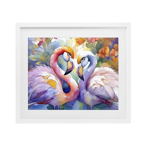 Stupell Industries Flamingo Love Pair White Framed Print Under Glass, design by Shelly Craig