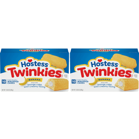HOSTESS Banana Flavored TWINKIES, Creamy Banana Flavored Filling 13.58 oz, 10 Count (2 Pack)