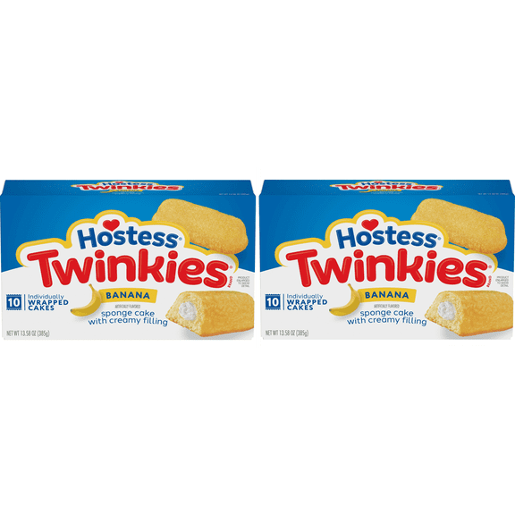 HOSTESS Banana Flavored TWINKIES, Creamy Banana Flavored Filling 13.58 oz, 10 Count (2 Pack)