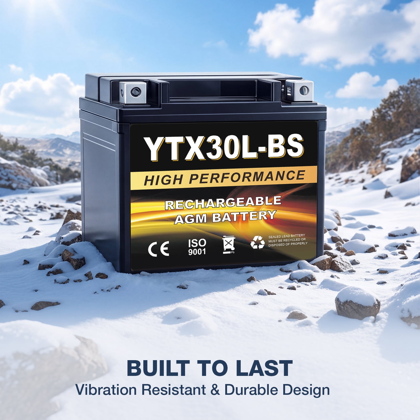 Anlibatt YTX30L-BS Motorcycle Battery 12V 30Ah 400CCA Rechargeable Sealed Batteries Powersport Replacement for ATV, Scooter, Jet ski, Dirt Bike