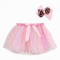 thumbnail image 2 of Godom Girls Ribbon Tutu Skirt 2T-11T Rainbow Layered Tiered Ballet Satin Waist Dress with Hair Bow,Pink, 2 of 4