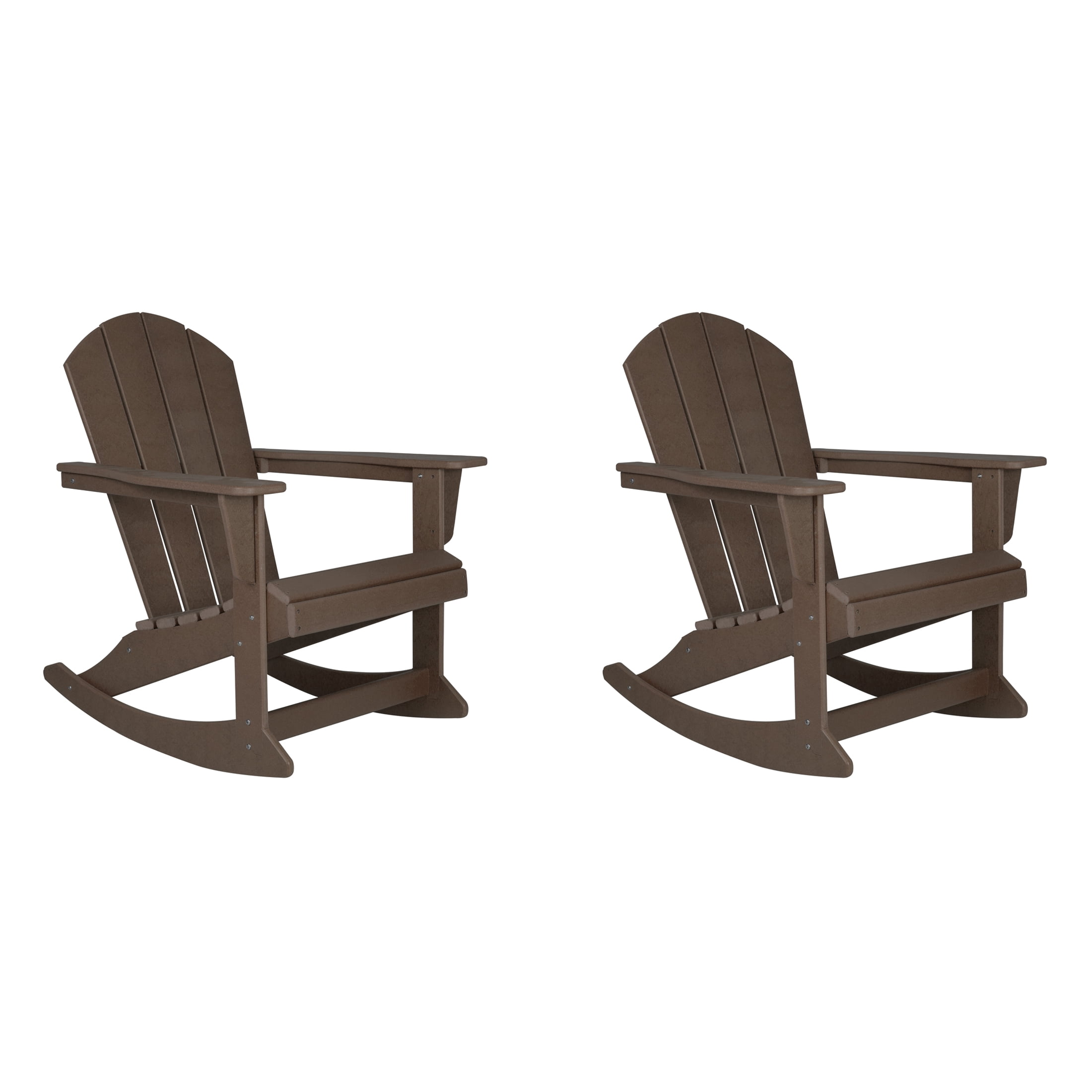 GARDEN Set of 2 - Plastic Outdoor Rocking Chairs for Patio Porch, Dark Brown