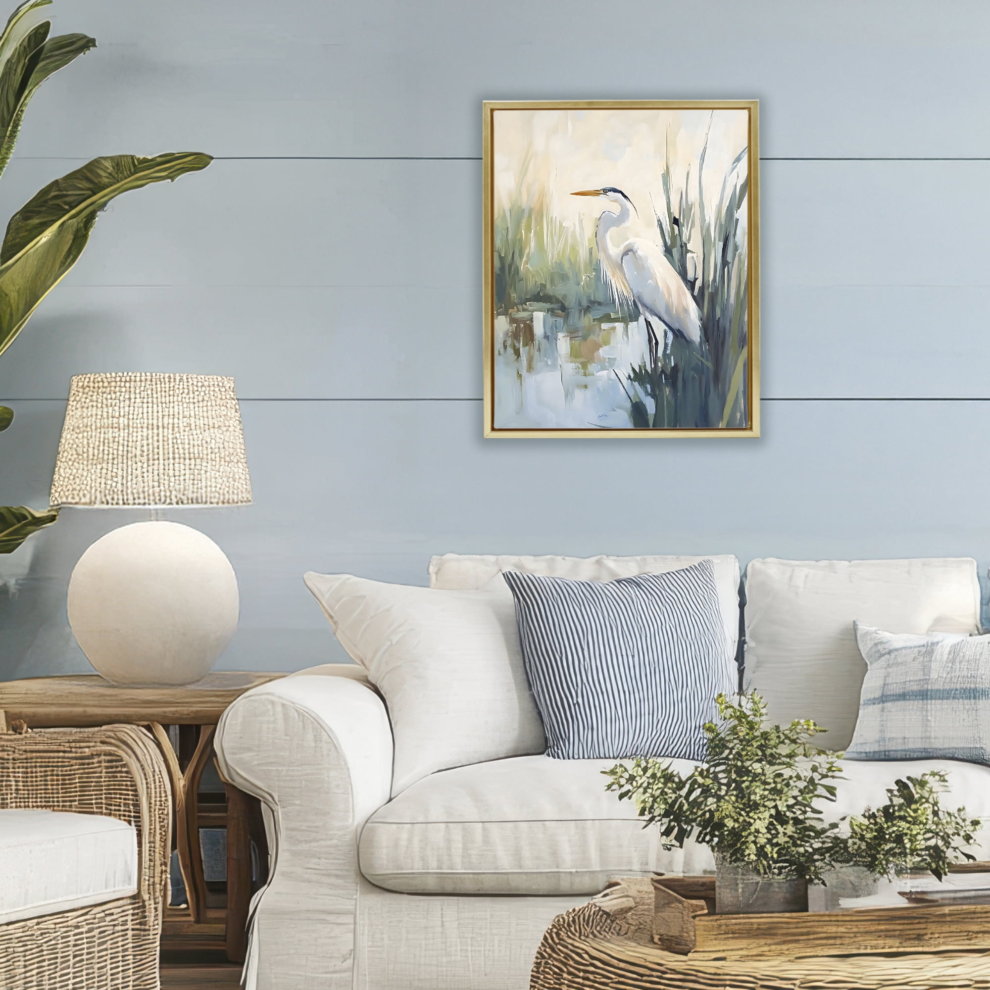 Stupell Industries King Of The Marsh Gold Framed Floater Canvas Wall Art, design by Creative Studio