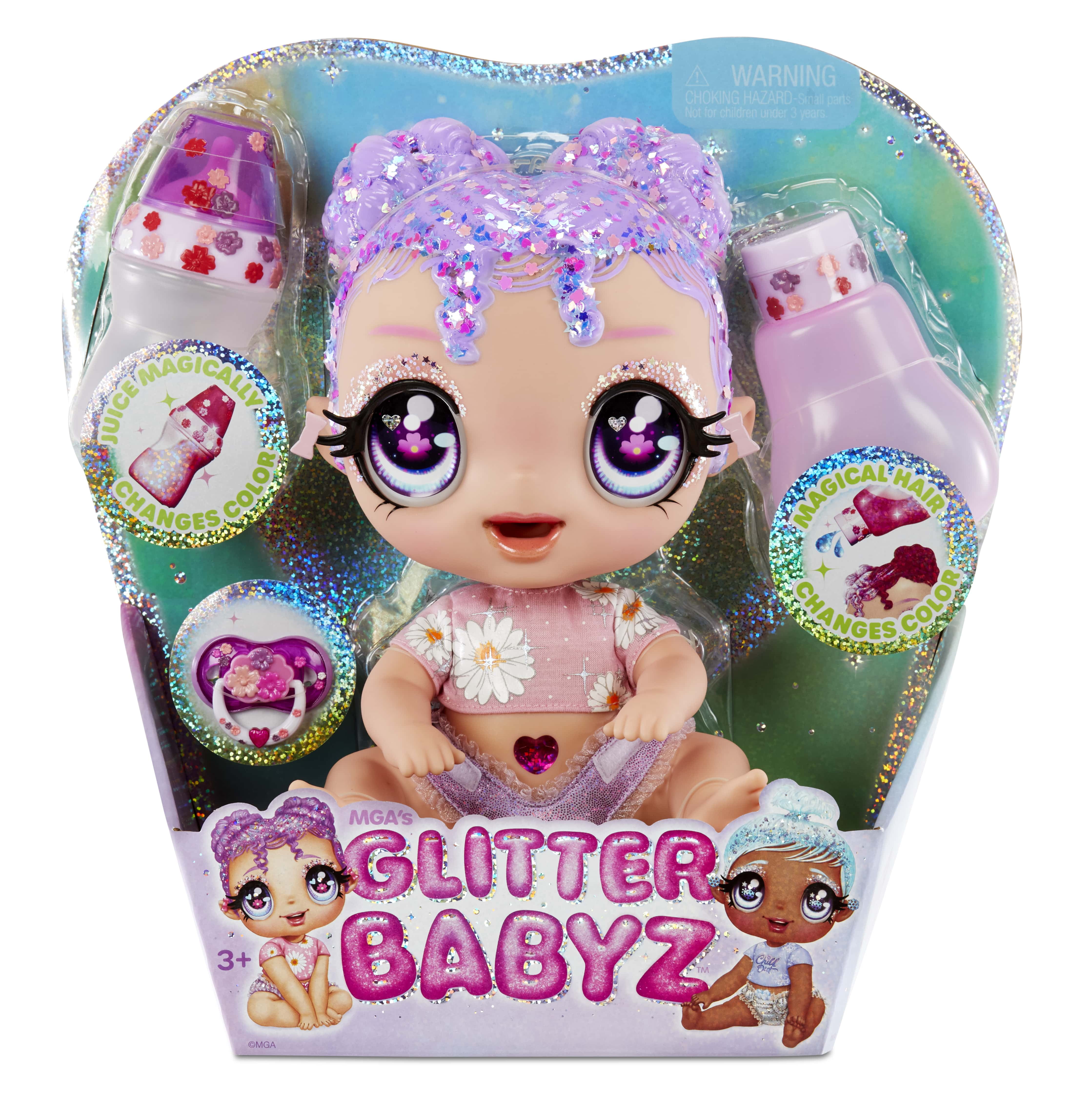Glitter Babyz Lila Wildboom Baby Doll with 3 Magical Color Changes