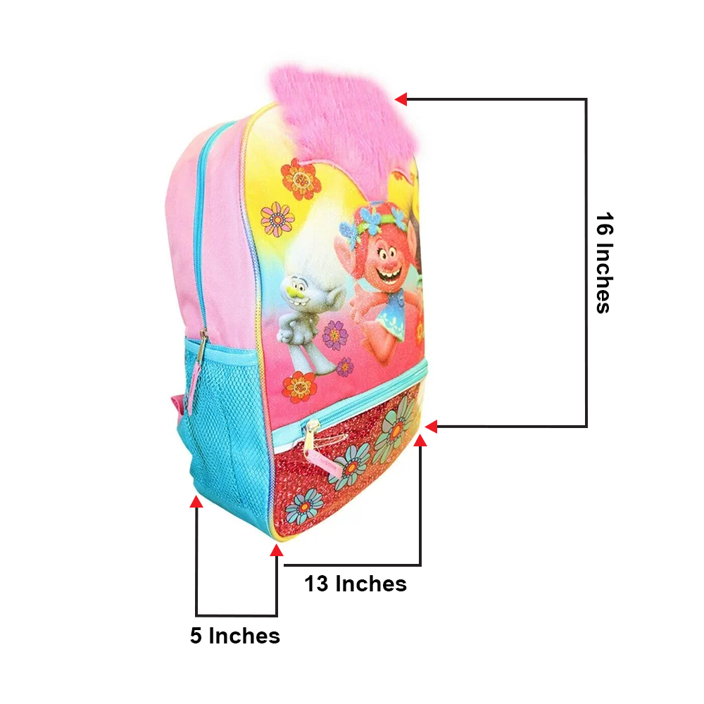 Poppy Trolls Faux Hair Deluxe School Bag or Travel Backpack 16 inches - image 7 of 8