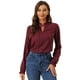 thumbnail image 1 of Blusa con cuello con volantes Allegra K Burdeos Talla XL, 1 of 6