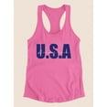 thumbnail image 3 of Usa America Navy Blue Racerback Tank Women -Image by Shutterstock, Female Large, 3 of 4