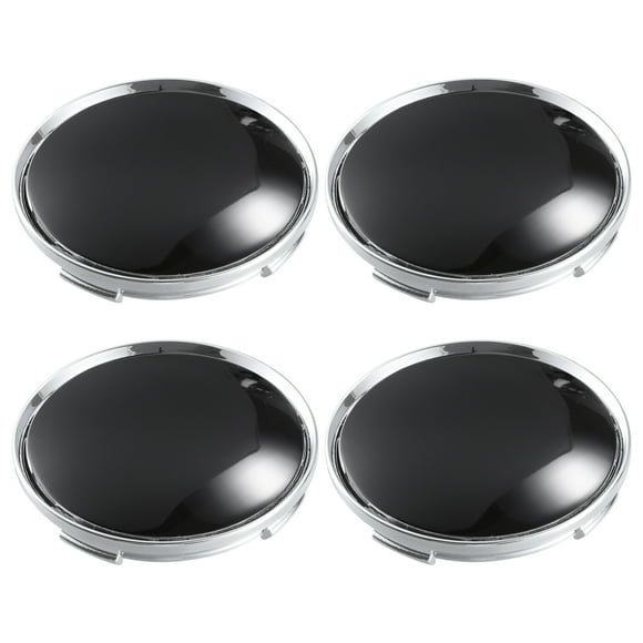 Unique Bargains 4 Pcs 63mm 4 Clips Wheel Rim Hub Center Caps with Black Carbon Fiber Pattern Sticker Silver Tone