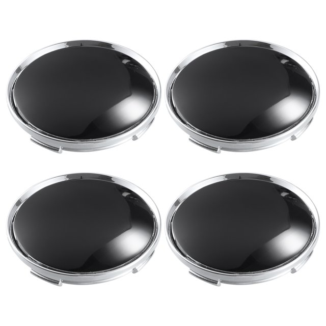 Unique Bargains 4 Pcs 63mm 4 Clips Wheel Rim Hub Center Caps with Black Carbon Fiber Pattern Sticker Silver Tone