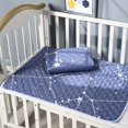 thumbnail image 2 of DEBGFS Excellent Matelas Absorbant et Lavable, Matelas Portable Adapté aux Femmes et aux Personnes Âgées, Protection Menstruelle Réutilisable, Housse de Matelas Imperméable et Respirante, V, Bleu Gris, 2 of 6