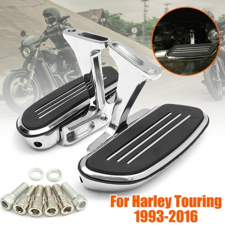 Pair Chrome Rear Passenger Foot Board & Bracket Holder For Harley Touring 1993-2016 2017 (Best Beverage Holder Harley Touring)