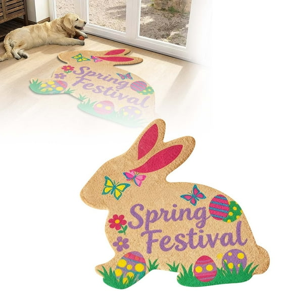 TIELUTT 2026 Easter Bunny Shaped Welcome Mat Easter Absorbent And Durable Mat Velvet Easter Bunny Shaped Rug Size Desk Blanket Soft Blanket Area Rug Set Small Bedroom Area Rug Organic Throw Blanket
