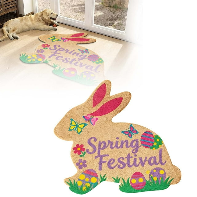 TIELUTT 2026 Easter Bunny Shaped Welcome Mat Easter Absorbent And Durable Mat Velvet Easter Bunny Shaped Rug Size Desk Blanket Soft Blanket Area Rug Set Small Bedroom Area Rug Organic Throw Blanket