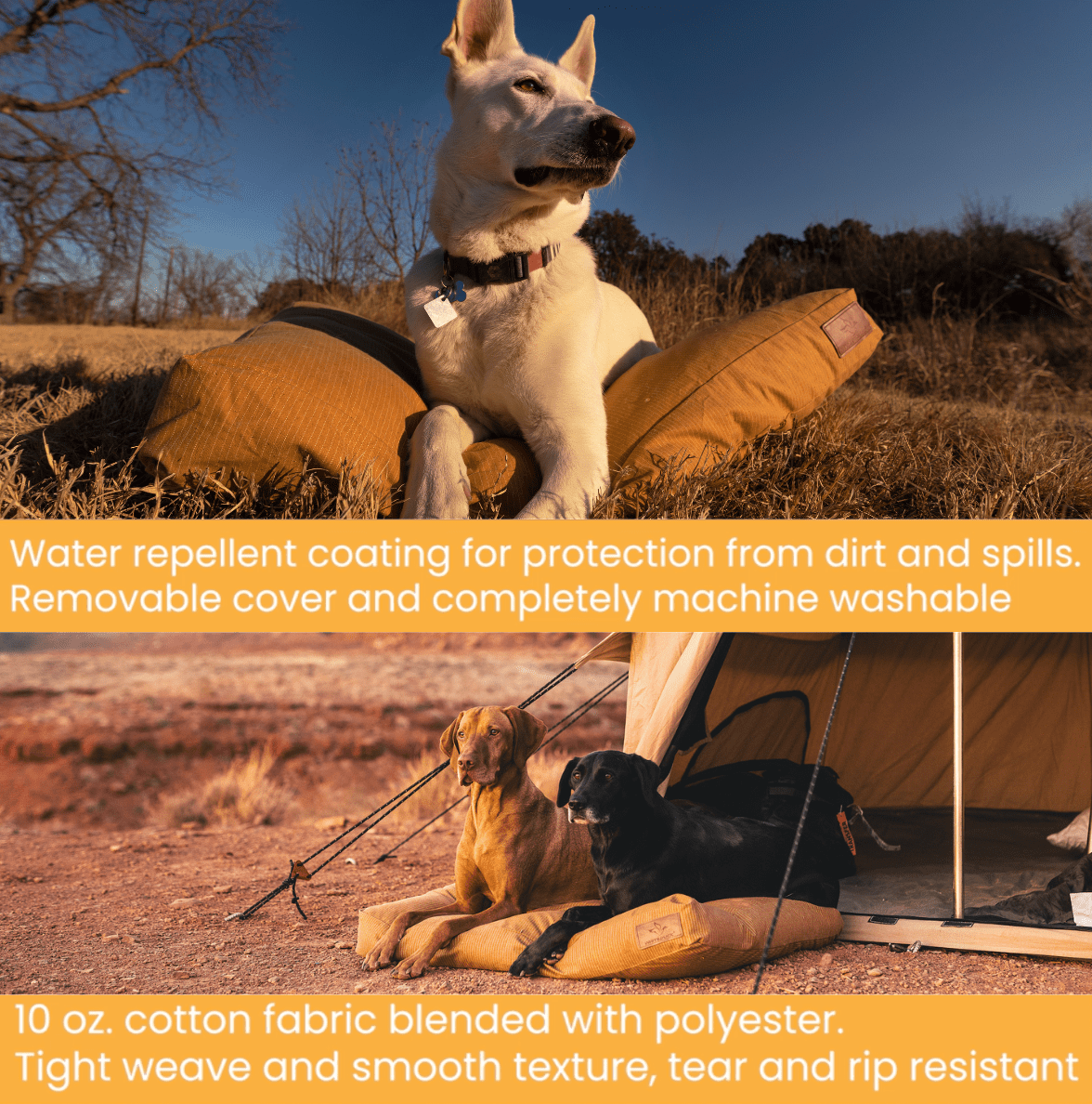 (2 pack) WHITEDUCK Durable & Comfortable Canvas Dog Bed, Water-Repellent Coating, Dirt Resistance, Removable & Washable Outer Cover, Heavy Duty Zippers for Small, Medium & Large Dogs (Extra Large, Tan)