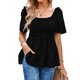 thumbnail image 1 of Mujer Manga Corta Top Patrones De Flores Dobladillo Con Volantes Busto Fruncido Elástico Camiseta De Verano Negro L, 1 of 6