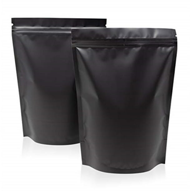 Space Seal 100 Large Smell Proof Bags 6.3x8.6 Inches Matte Black Mylar