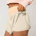 thumbnail image 4 of CheerKidz Women's Fashion Flounce Hem Casual Shorts Solid Color Fold Detail Summer Elastic Waist Comfort Shorts(Beige,L), 4 of 8