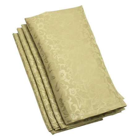 

Fennco Styles Holiday Damask 18 x 18 Inch Cloth Napkins Set of 4 - Gold Dinner Napkins for Christmas Family Gathering Special Events and Home DÃ©cor