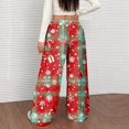 thumbnail image 3 of Women's Casual Fashion Christmas Print Elastic Waist Loose Plush Wide Leg Pants, Comfortable Home and Sleepwear Bottoms for Winter, Warm and Cozy Lounge Pants, Red, 2XL, 3 of 4