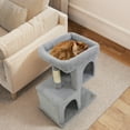 thumbnail image 2 of Gymax 25.5'' Cat Tree w/2 Large Condo Padded Top Perch Sisal Scratching Posts for Cats Light Gray, 2 of 10