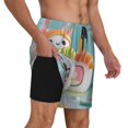 thumbnail image 2 of Fuzoiu Kawaii Sushi Characters Delight Print Men's Swim Shorts,Quick-Dry Double-Layer Swim Trunks,Board Trunks,Beach Shorts Swimwear Bathing Suits-XX-Large, 2 of 6
