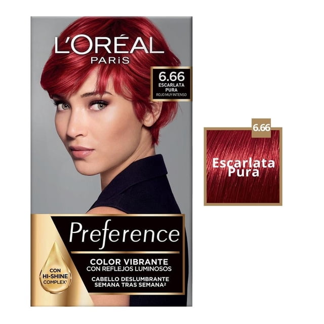 Tinte para cabello L'Oréal Preference 6.66 escarlata pura rojo muy intenso