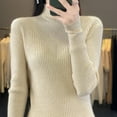 thumbnail image 2 of Gyexs Winter Sweaters for Women Turtleneck Long Sleeve Ribbed Knit Shirts Business Casual Work Blouses Fall Winter Outfits, Beige, Size M, 2 of 6