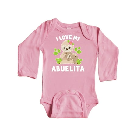 

Inktastic Cute Sloth I Love My Abuelita with Green Leaves Gift Baby Boy or Baby Girl Long Sleeve Bodysuit