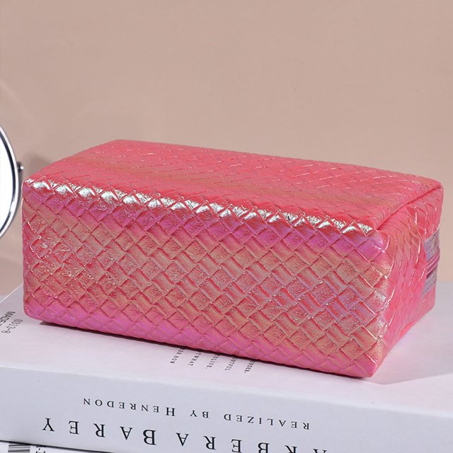 Bolsa cosmético de cuero PU Likrtyny maquillaje nacarado Mujeres Niñas Regalos Rojo
