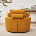 thumbnail image 4 of Oversized Swivel Accent Barrel Chair with Moon Storage Ottoman and 4 Pillows, 38"W Modern Chenille Upholstered Chaise Lounge Chair Leisure Round Cuddle Sofa Chair for Living Room, Yellow, 4 of 7
