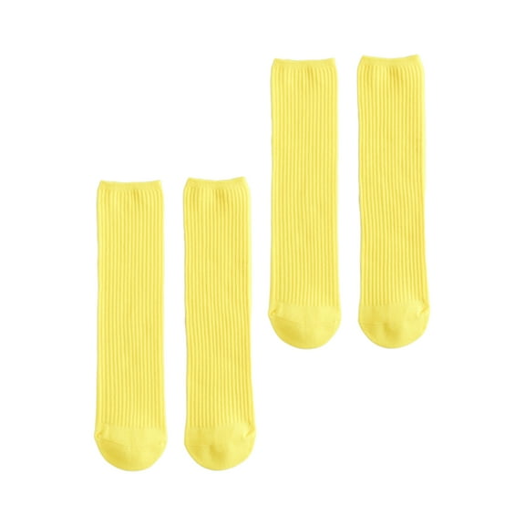 LULULION 2 Pairs of Yellow Calf Stockings for Girls Socks Elastic Durable Daily Wear