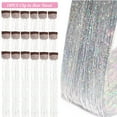 thumbnail image 2 of Hair Tinsel Kit Pack of 12 Pcs Hair Tinsel Clip in 19.6Inch Glitter Tinsel Hair Extensions Heat Resistant Clip in Hair Tinsel Sparkle Fairy Hair Accessories for Kids Girls Women (Pink), 2 of 9