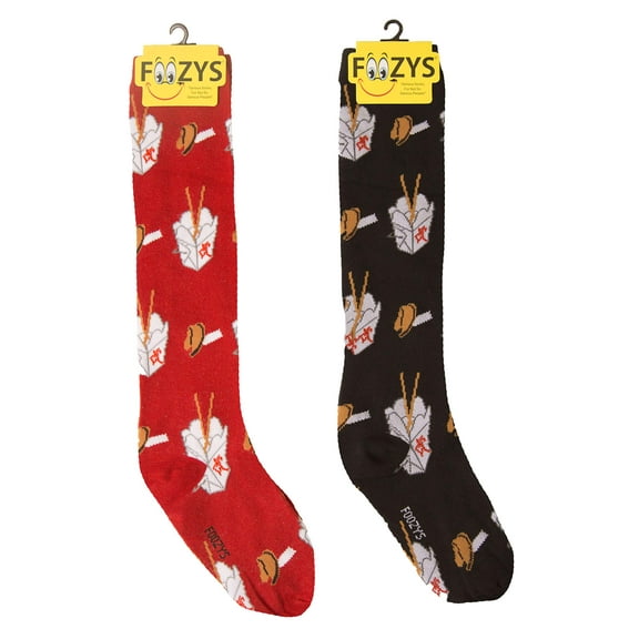 Foozys Womens Novelty Knee High Socks | Chinese Takeout Themed Fashion Novelty Socks | 2 Pairs Included