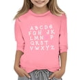 thumbnail image 1 of XASZHN T-Shirt Mode Fonctionnel Col Rond Manches Trois-Quarts Imprimé Décontracté pour Filles Rose 9-10 Ans, 1 of 4