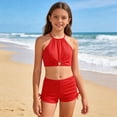 thumbnail image 5 of MAIHAN Girls Swimsuit Two Piece Tankini Swimsuits with Boyshort Adjustable Ruched Bathing Suit Summer Swimwear(Red,13-14 Years), 5 of 7