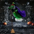 thumbnail image 6 of 6FT Floating Witch Halloween Decor,Animated Hovering Witch Animatronics,Witch Decoration with Voice Activated Sensor,Halloween Flying Witch Decorations Outdoor Green Face, 6 of 10
